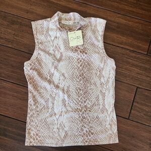 Oliva Rae Beige Snake Print Sleeveless Top Small